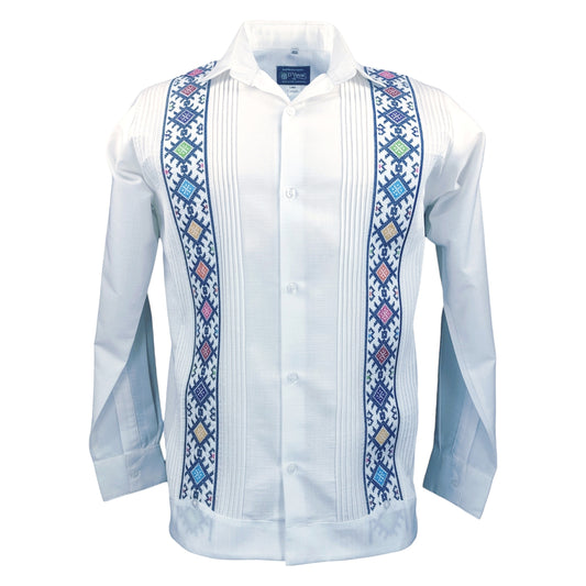 Yucatecan Guayabera with Embroidery, Long Sleeve Shirt, Guayabera D´Yuvas