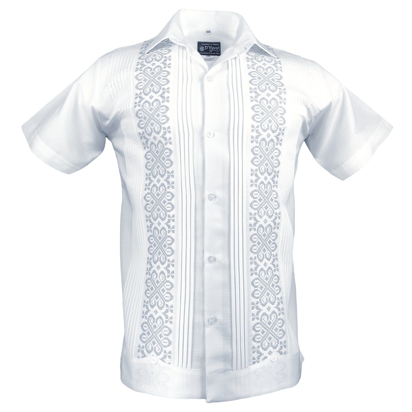 Guayabera Yucateca de Lino con Algodón Bordado, Manga Corta, D´Yuvas